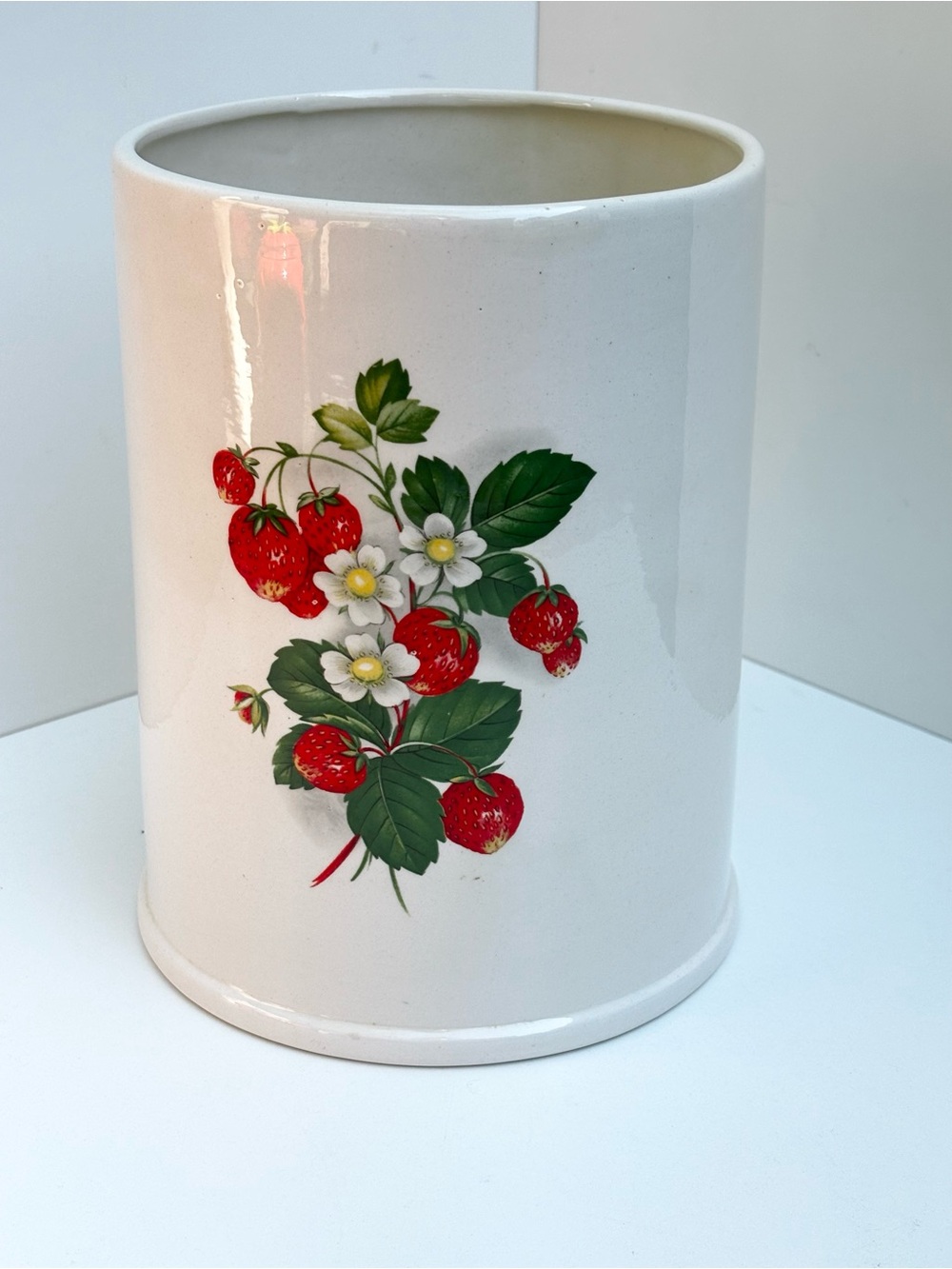 Portmeirion ceramic kitchen canister with strawberry pattern